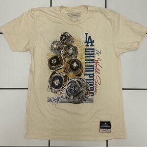 LA Dodgers Mitchell & Ness MLB World Series Champs Rings Cream Size Large L